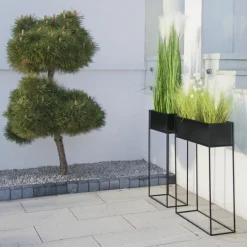 Kwietnik stojący skrzynia czarna 90 cm LOFT * HowHomely
