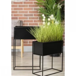 Kwietnik stojący skrzynia czarny 50 cm LOFT * HowHomely Best