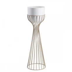 Kwietnik stojący z białą osłonką 68 cm taupe * HowHomely Clearance