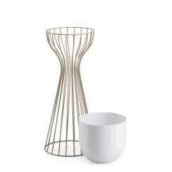 Kwietnik stojący z białą osłonką 56 cm taupe * HowHomely Outlet