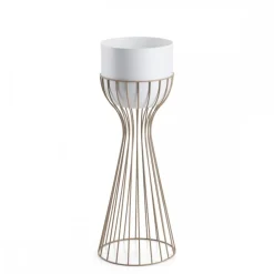 Kwietnik stojący z białą osłonką 56 cm taupe * HowHomely Outlet