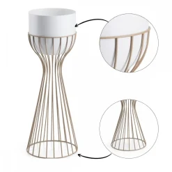 Kwietnik stojący z białą osłonką 56 cm taupe * HowHomely Outlet