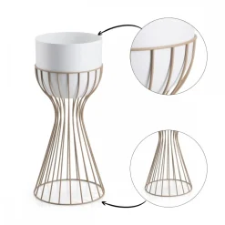 Kwietnik stojący z białą osłonką 46 cm taupe * HowHomely Online