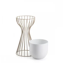 Kwietnik stojący z białą osłonką 46 cm taupe * HowHomely Online