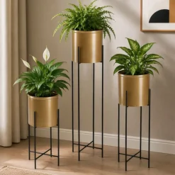 Kwietnik z osłonka 55 cm czarno złoty GLAMOUR * HowHomely Outlet