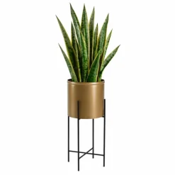 Kwietnik z osłonka 55 cm czarno złoty GLAMOUR * HowHomely Outlet