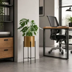 Kwietnik z osłonka 55 cm czarno złoty GLAMOUR * HowHomely Outlet