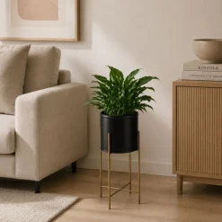 Kwietnik z osłonka 55 cm złoto czarny LOFT * HowHomely Online