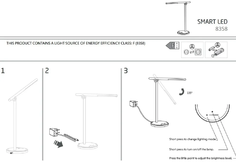 Lampa Biurkowa SMART Czarny 8W LED 3000-6000K 41cm