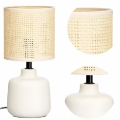 Lampa na stolik z beżowym abażurem