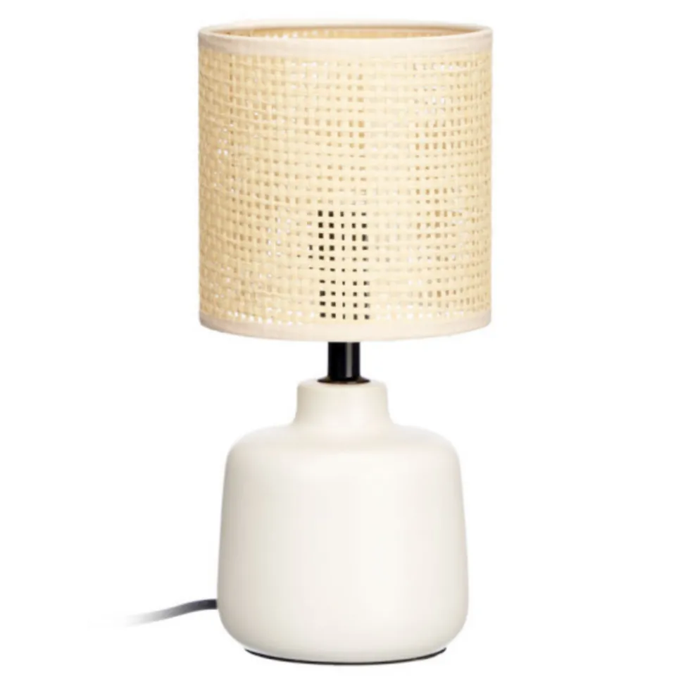 Lampa na stolik z beżowym abażurem