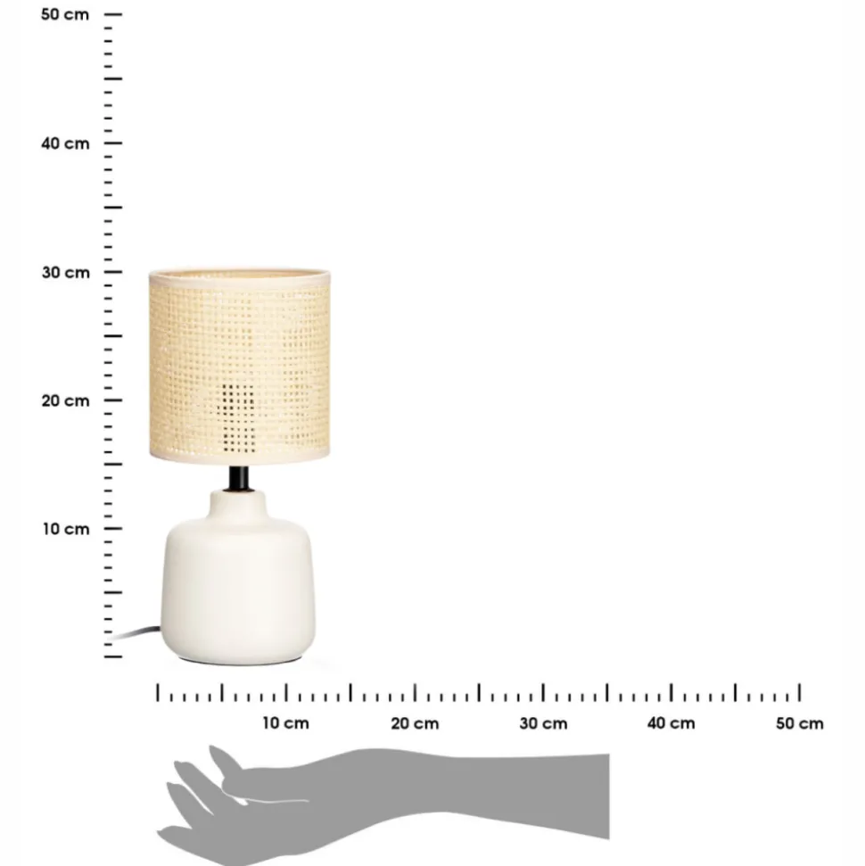 Lampa na stolik z beżowym abażurem