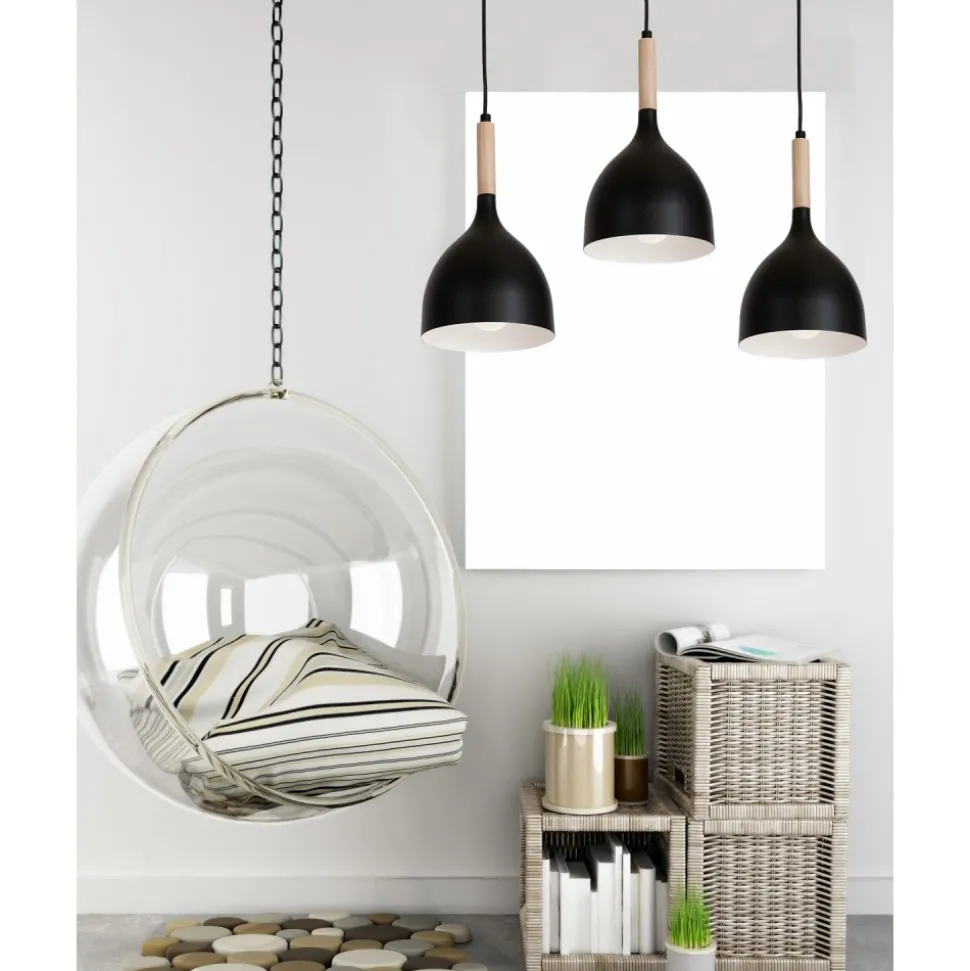 Lampa Noak Wood potrójna industrialna