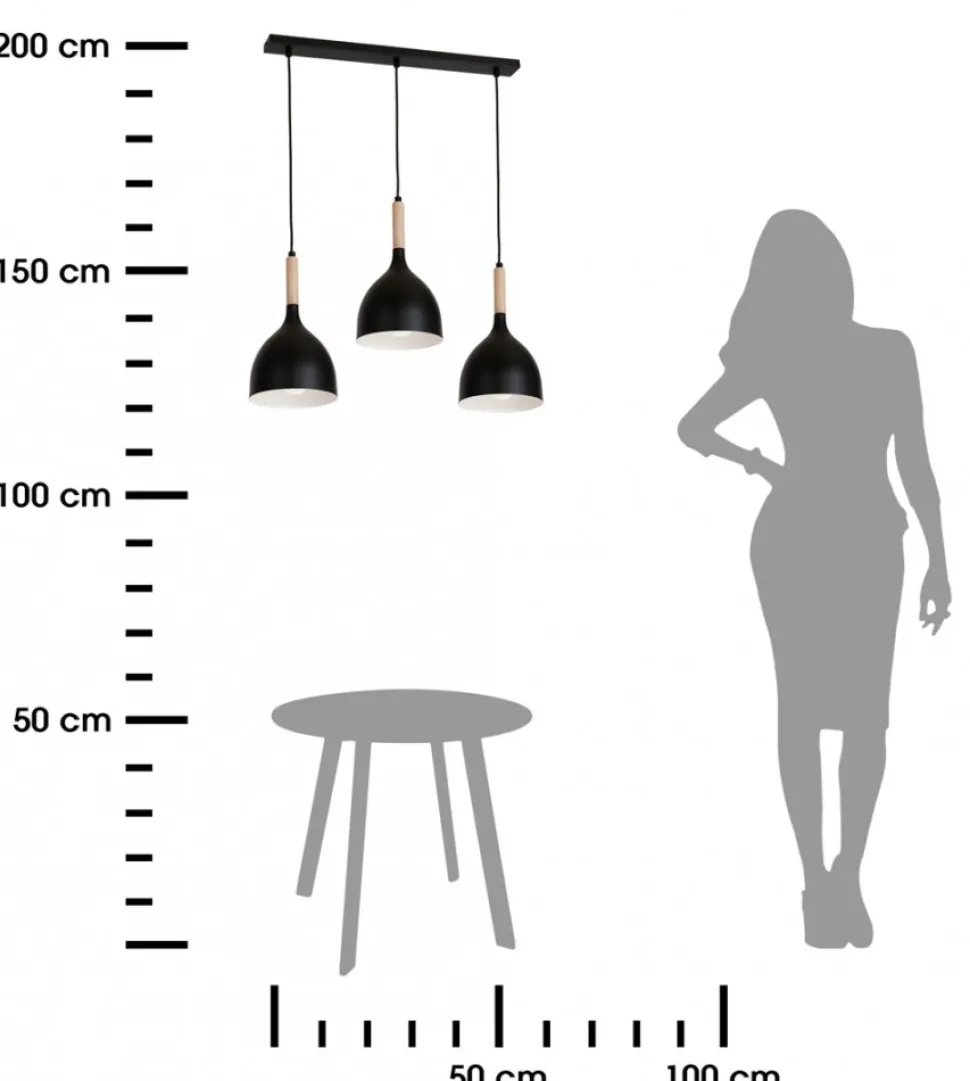 Lampa Noak Wood potrójna industrialna