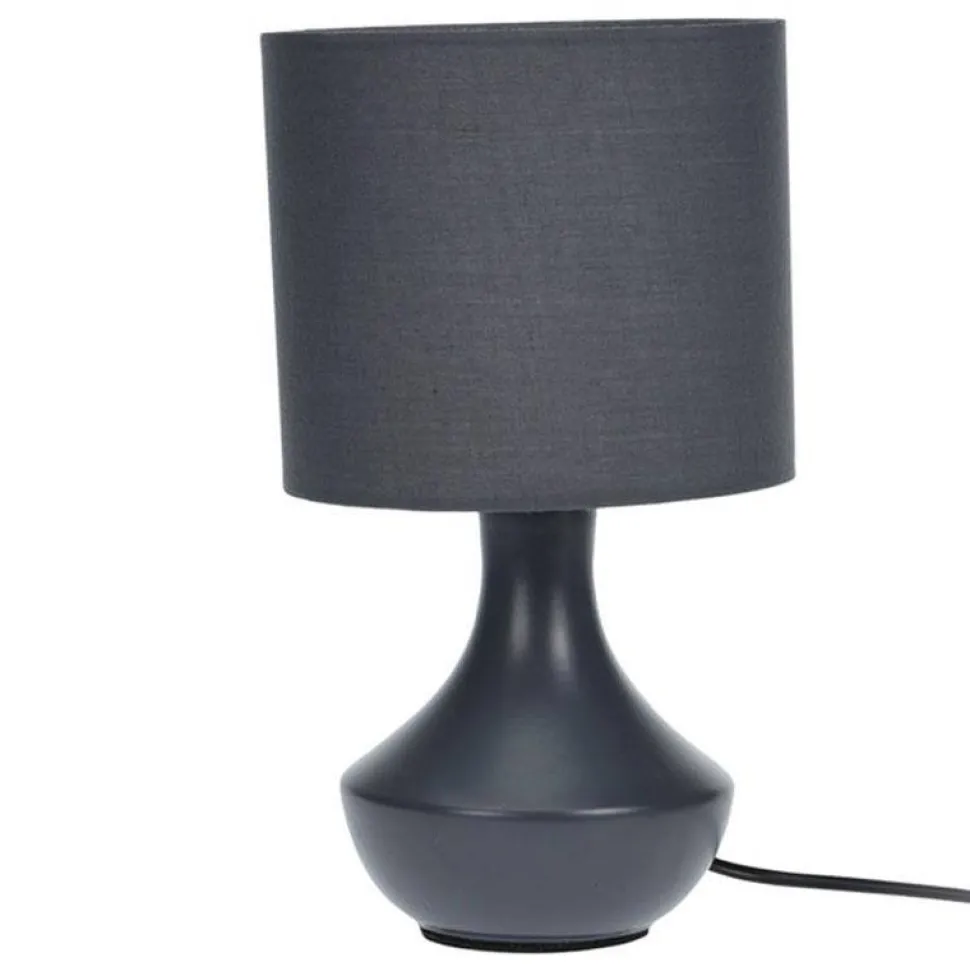 Lampa nocna stołowa ceramika 28 cm szara