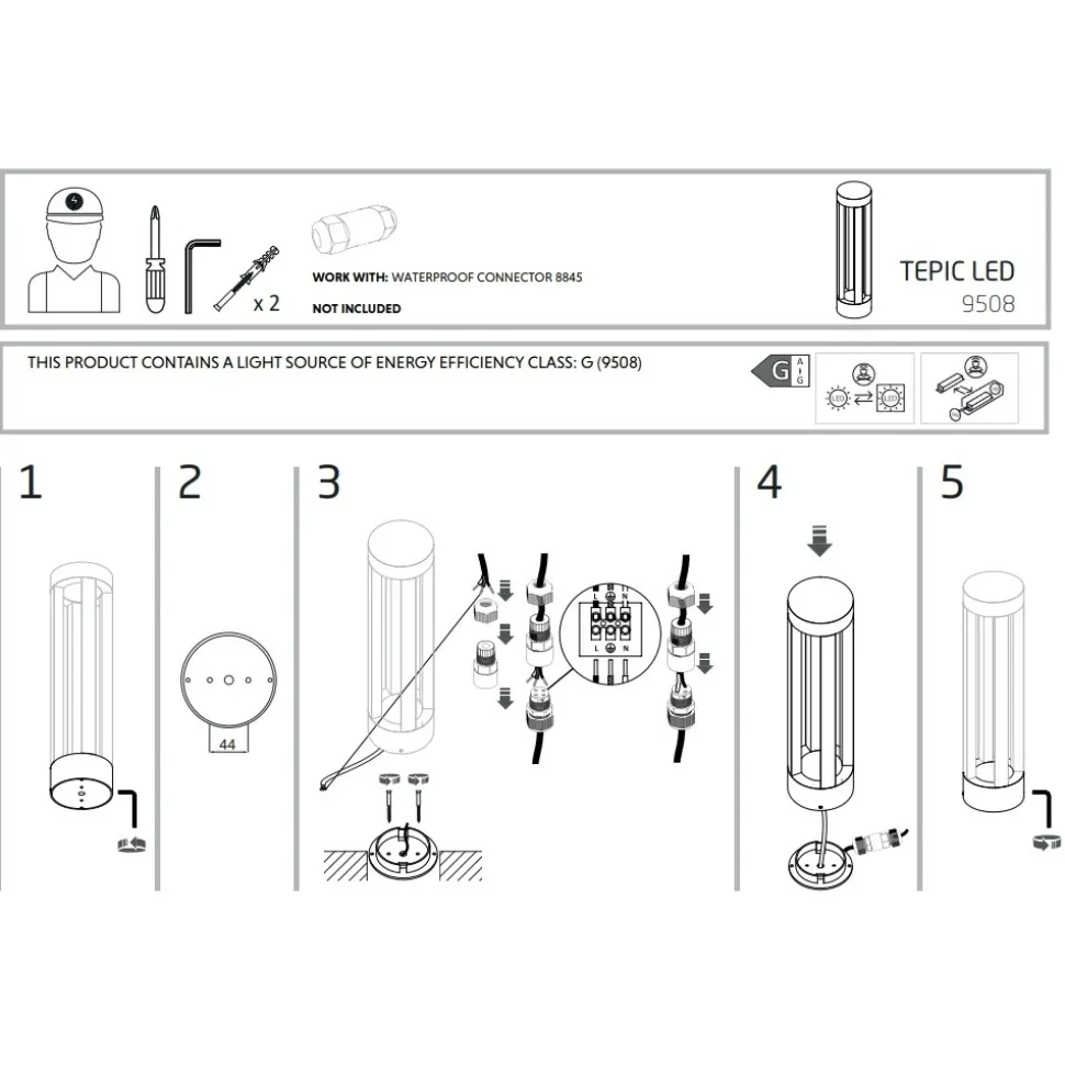 Lampa Ogrodowa TEPIC Czarny 9W LED 3000K IP54 43,5cm