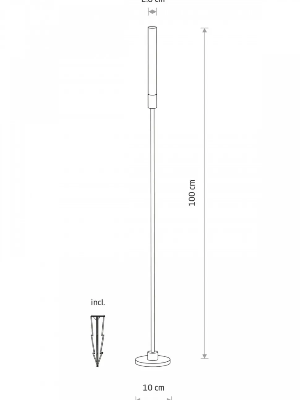 Lampa ogrodowa ZOLA LED czarna 3W IP54 3000K 100 cm