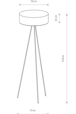 Lampa Podłogowa CADILAC Czarny Szary Abażur 1xE27 154cm