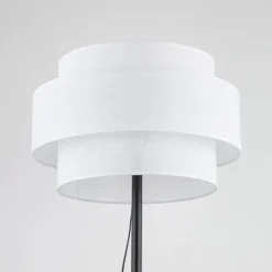 Lampa Podłogowa CALISTO Czarny Biały Abażur 1xE27 159 cm