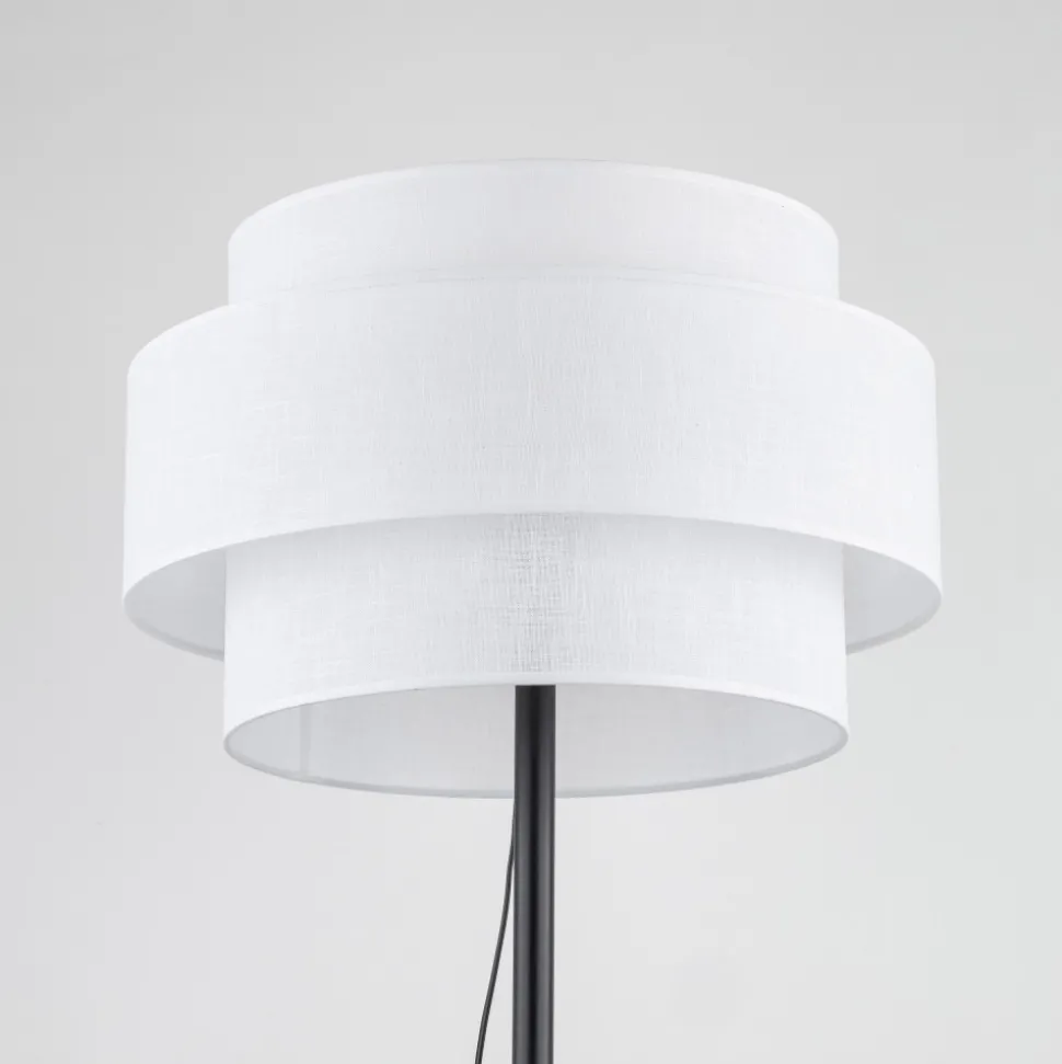 Lampa Podłogowa CALISTO Czarny Biały Abażur 1xE27 159 cm