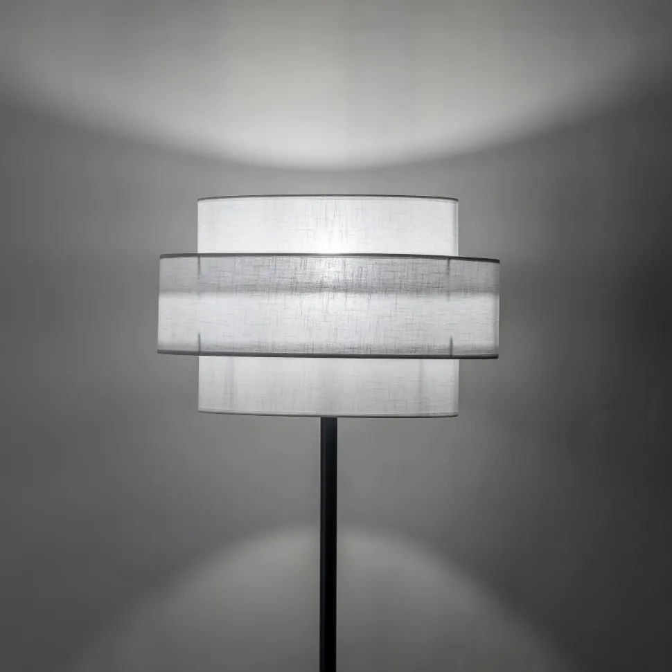 Lampa Podłogowa CALISTO Czarny Biały Abażur 1xE27 159 cm
