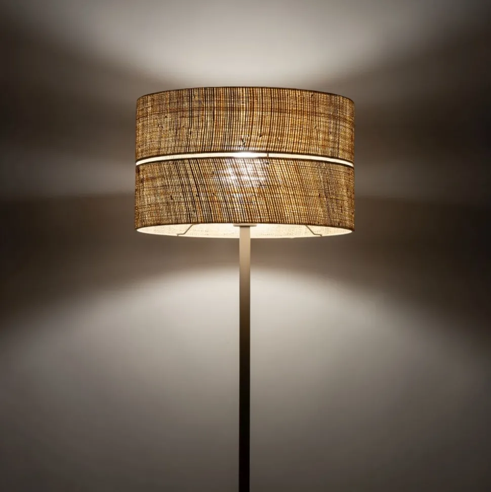 Lampa podłogowa CALMA sabia bezowa abażur słomkowy 1xE27