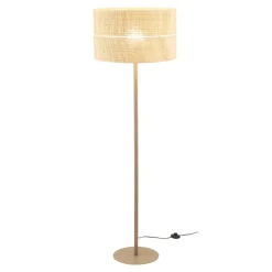 Lampa podłogowa CALMA sabia bezowa abażur słomkowy 1xE27
