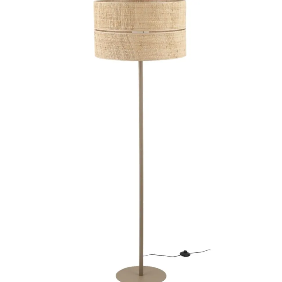 Lampa podłogowa CALMA sabia bezowa abażur słomkowy 1xE27