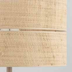 Lampa podłogowa CALMA sabia bezowa abażur słomkowy 1xE27