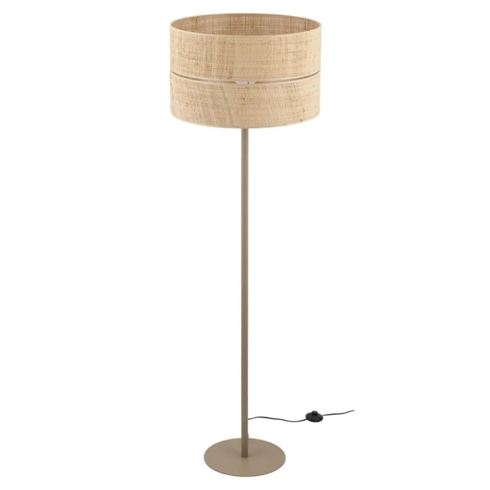 Lampa podłogowa CALMA sabia bezowa abażur słomkowy 1xE27