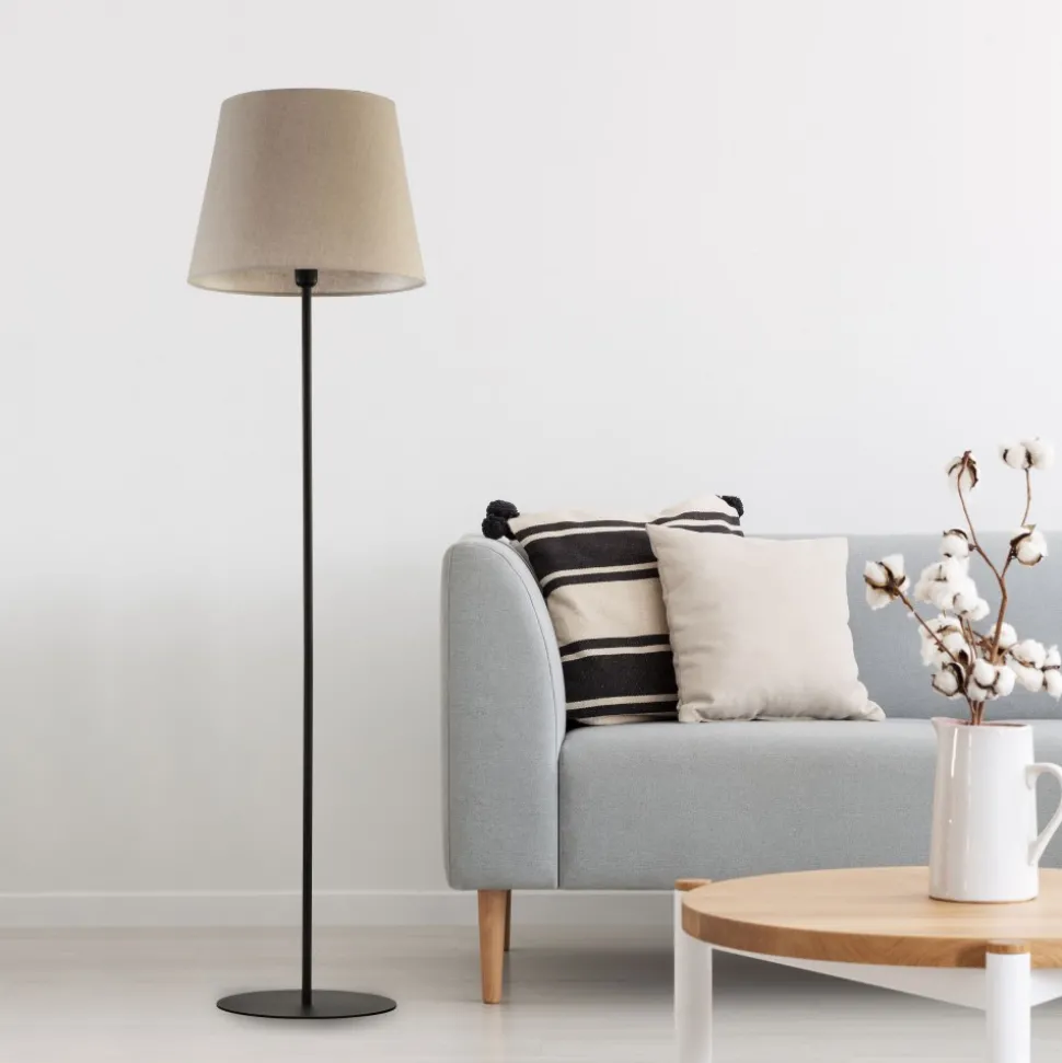 Lampa Podłogowa CHICAGO Czarny Beżowy Abażur 1xE27 151cm