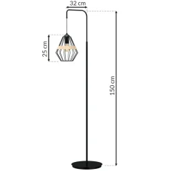 Lampa Podłogowa CLIFF Czarny Metalowy Klosz 1xE27 150cm