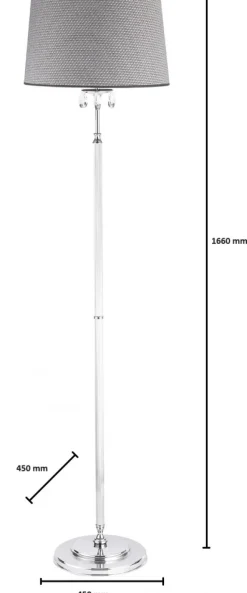 Lampa Podłogowa EGIDA Srebrny Szary Abażur 3xE27 166 cm