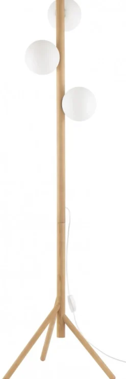 Lampa Podłogowa ESTERA Brązowy Białe Szklane Klosze 3xG9 150cm