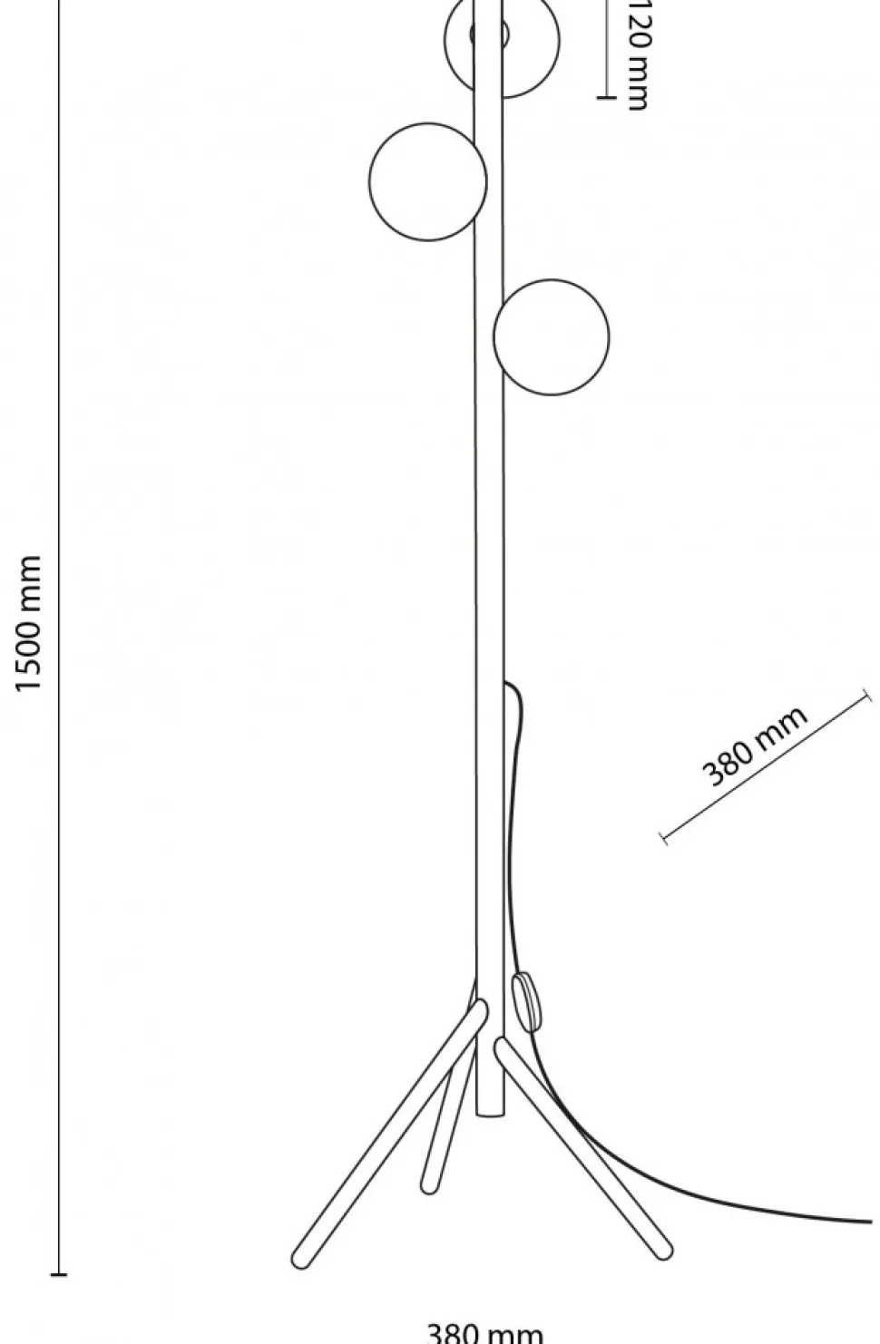 Lampa Podłogowa ESTERA Brązowy Białe Szklane Klosze 3xG9 150cm