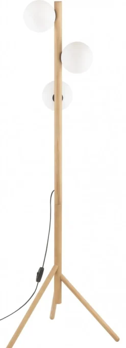 Lampa Podłogowa ESTERA Brązowy Białe Szklane Klosze 3xG9 150cm