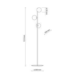 Lampa Podłogowa ESTERA Czarny Szklane Klosze 3xG9 151cm