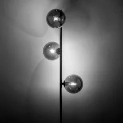 Lampa Podłogowa ESTERA Czarny Szklane Klosze 3xG9 151cm