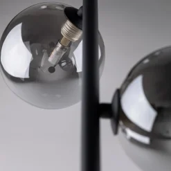 Lampa Podłogowa ESTERA Czarny Szklane Klosze 3xG9 151cm
