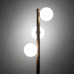 Lampa podłogowa ESTERA WOOD orzech klosz biały 3xG9