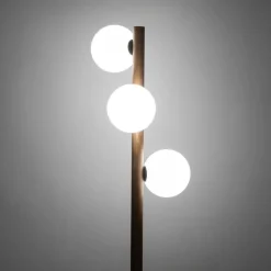 Lampa podłogowa ESTERA WOOD orzech klosz biały 3xG9