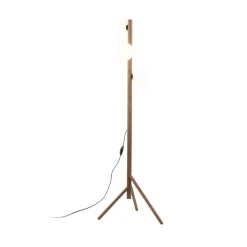 Lampa podłogowa ESTERA WOOD orzech klosz biały 3xG9