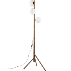 Lampa podłogowa ESTERA WOOD orzech klosz biały 3xG9