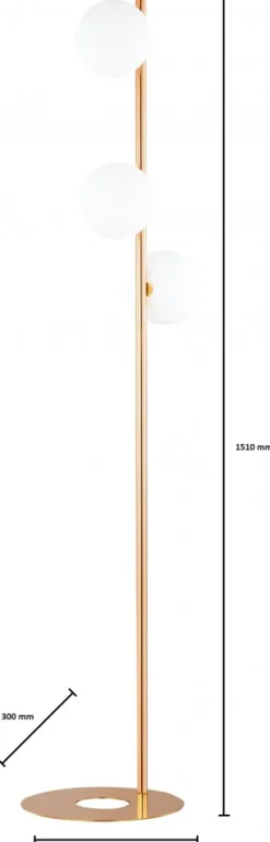 Lampa Podłogowa FEME Złoty Biały Szklane Klosze 3xG9 151 cm