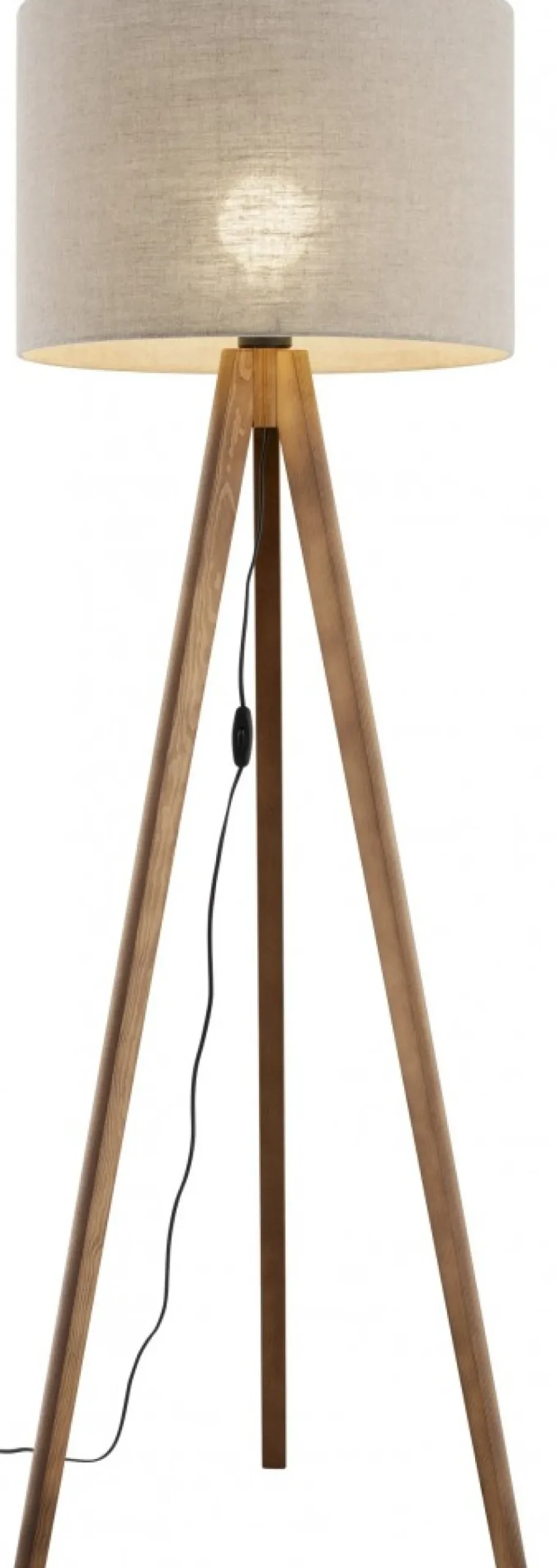 Lampa Podłogowa GRAND Orzech Brązowy Len Abażur 1xE27 150cm