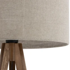 Lampa Podłogowa GRAND Orzech Brązowy Len Abażur 1xE27 150cm