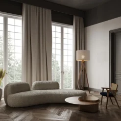 Lampa Podłogowa GRAND Orzech Brązowy Len Abażur 1xE27 150cm