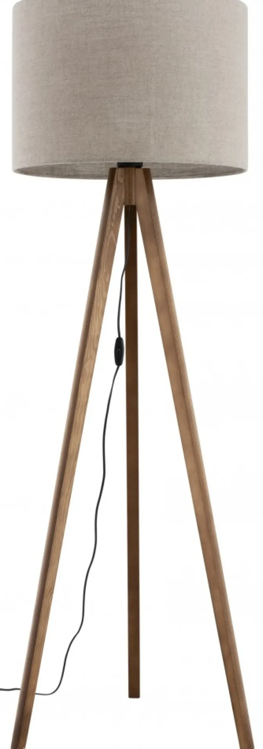 Lampa Podłogowa GRAND Orzech Brązowy Len Abażur 1xE27 150cm