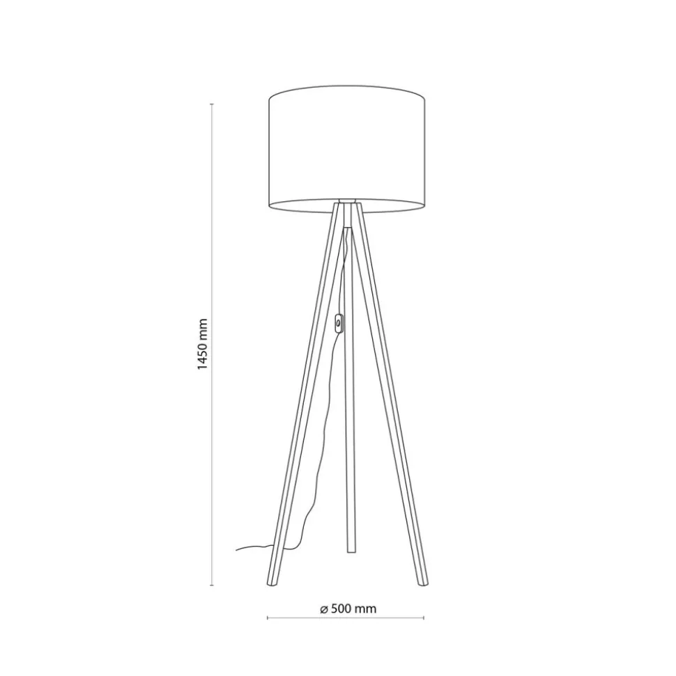 Lampa podłogowa GRAND orzech abażur len 1xE27