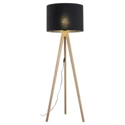 Lampa podłogowa GRAND sosna abażur czarny 1xE27